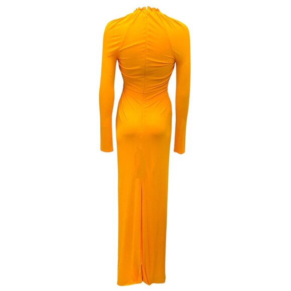 Maison Rabih Kayrouz Marigold Ruched Long Sleeved V-Neck Maxi Dress - Picture 3 of 5